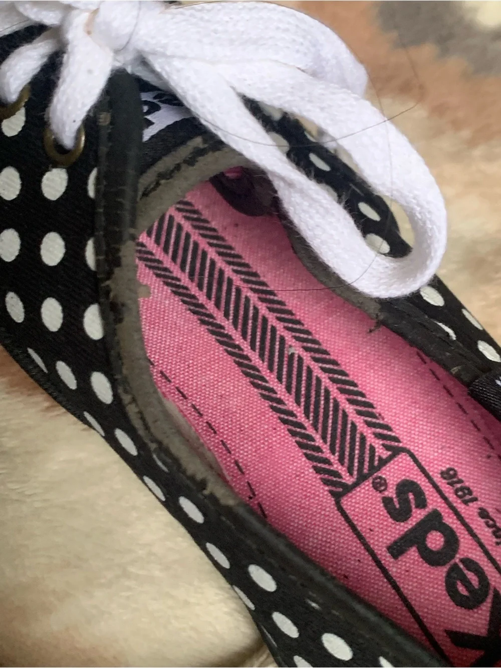 KEDS Itsy Weensy POLKA DOT Bikini Sneakers Comfort Shoes Black White size 6.5